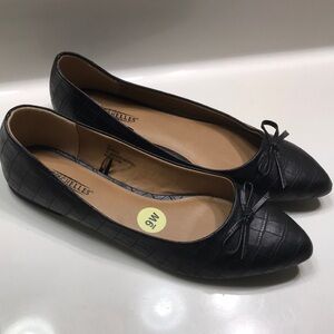 Seychelles Wide Women’s Mia Faux Leather Vegan Reptile Black Bow Pointed Flats